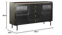 Dressoir DKD Home Decor Natuurlijk Zwart Gouden Metaal Mangohout (145 x 40 x 85 cm) - thumbnail