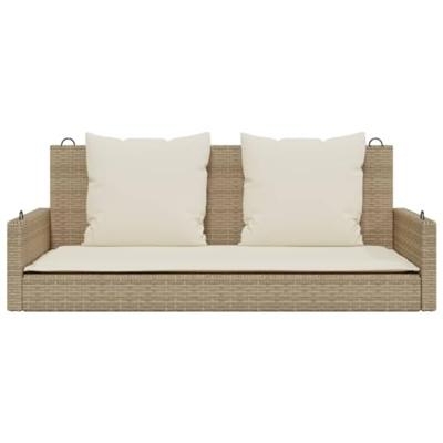 Schommelbank met kussens 119x56x48 cm poly rattan beige