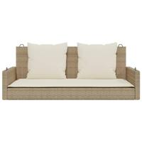 Schommelbank met kussens 119x56x48 cm poly rattan beige - thumbnail