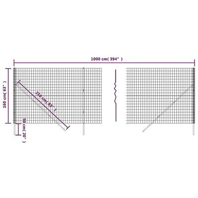 VidaXL Draadgaashek 1,6x10 m gegalvaniseerd staal antracietkleurig VidaXL Draadgaashek 1,6x10 m gegalvaniseerd staal antracietkleurig