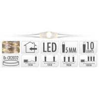 S.I.A. zilverdraad kerstverlichting op batterij 90cm 10 led lampjes - thumbnail