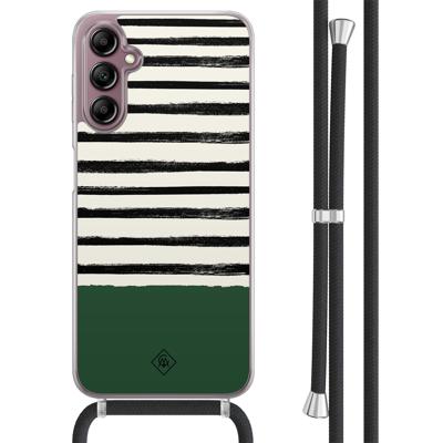 Samsung Galaxy A14 hoesje met koord - Green stripes