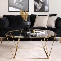 Nohr Salontafel 'Torrian' Glas, 100 x 100cm, kleur Goud - thumbnail