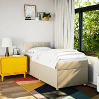 Boxspring met matras stof crèmekleurig 100x200 cm - thumbnail