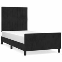 Bedframe met hoofdeinde fluweel zwart 90x190 cm - thumbnail
