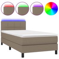 Boxspring met matras en LED stof taupe 90x190 cm - thumbnail
