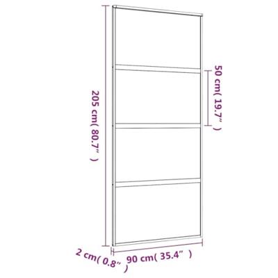 Schuifdeur 90x205 cm helder ESG-glas en aluminium goudkleurig
