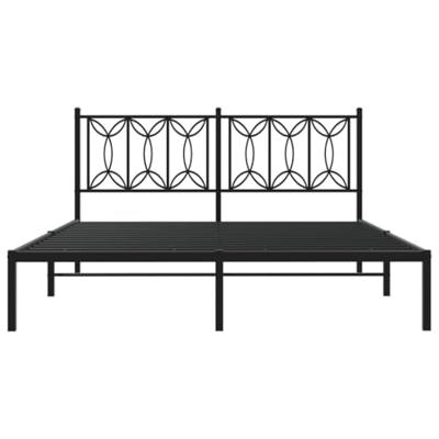 Bedframe met hoofdbord metaal zwart 160x200 cm