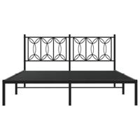 Bedframe met hoofdbord metaal zwart 160x200 cm - thumbnail