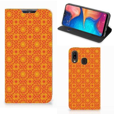 Samsung Galaxy A30 | Hoesje met Magneet | Batik Oranje Samsung Galaxy A30 | Hoesje met Magneet | Batik Oranje
