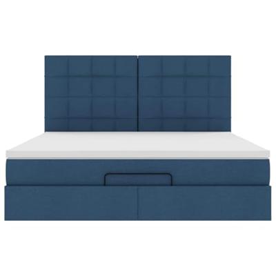 Ottoman bed met matras en LED's 160x200cm stof blauw