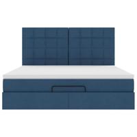 Ottoman bed met matras en LED's 160x200cm stof blauw - thumbnail