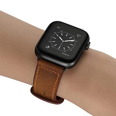 Leren bandje dubbele lus - Donkerbruin - Geschikt voor Apple Watch 38mm / 40mm / 41mm / 42mm Leren bandje dubbele lus - Donkerbruin - Geschikt voor Apple Watch 38mm / 40mm / 41mm / 42mm