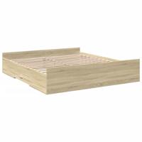 Bedframe met lades bewerkt hout sonoma eikenkleurig 200x200 cm - thumbnail