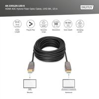 Digitus AK-330126-150-S HDMI-kabel HDMI Aansluitkabel HDMI-A-stekker, HDMI-A-stekker 15.00 m Zwart 8K UHD, Afgeschermd (dubbel) - thumbnail
