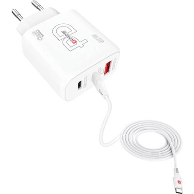 Skross Power Charger 65W PD GaN Combo+ EU USB-oplader 65 W 1x USB-A, 2x USB-C USB PD Wit Binnen