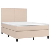 Boxspring met matras kunstleer cappuccinokleurig 140x190 cm - thumbnail