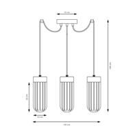 Home sweet home capri hanglamp 3L hout/glas - thumbnail