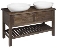 Wastafelkast Sapho Brand 130x73x50 cm Gebeitst Sparrenhout - thumbnail