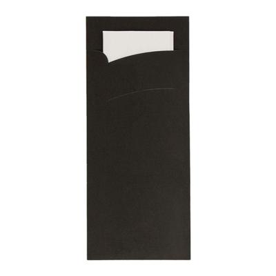 Bestekzakje - Pochette Zwart - Wit Servet - 600 stuks