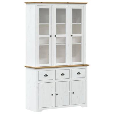 Hoge kast BODO 115,5x43x200,5 cm grenenhout wit en bruin