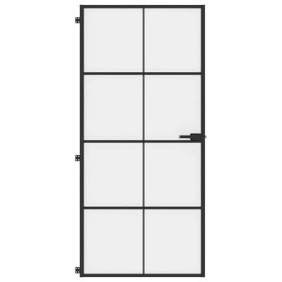 VidaXL Binnendeur smal 93x201,5 cm gehard glas en aluminium zwart