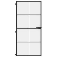 VidaXL Binnendeur smal 93x201,5 cm gehard glas en aluminium zwart - thumbnail