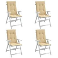 VidaXL Stoelkussens 4 st hoge rug 120x50x4 cm stof gemêleerd beige - thumbnail