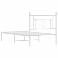 Bedframe met hoofdbord metaal wit 90x200 cm - thumbnail