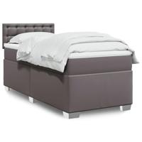 Boxspring met matras kunstleer grijs 80x200 cm - thumbnail