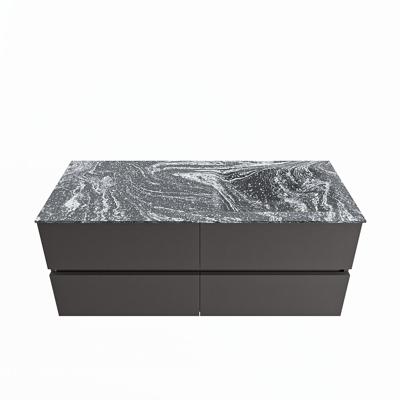MONDIAZ VICA-DLUX 120cm badmeubel onderkast Dark grey 4 lades. Inbouw wastafel CLOUD rechts zonder kraangat, kleur Lava.