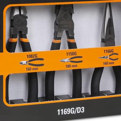 Beta 1169G/D3 Tangenset bestaande uit een combinatietang | een lange punttang en een zijkniptang. Handgreep voorzien van dubbele antislip PVC laag | Beta 1169G/D3 Tangenset bestaande uit een combinatietang | een lange punttang en een zijkniptang. Handgreep voorzien van dubbele antislip PVC laag |