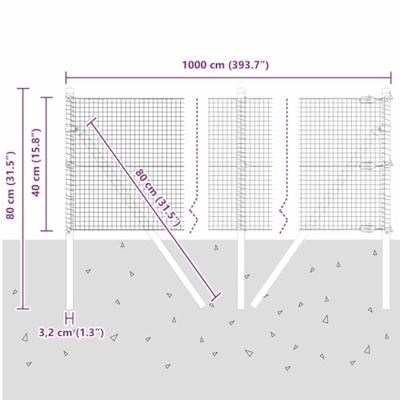 VidaXL Afrasteringspaal groen 10 x 0,4 m (19 x 19 mm gaas)
