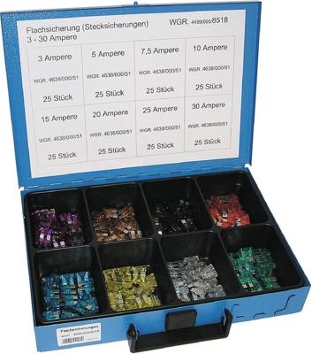 Dresselhaus assortiment zekeringen bananenstekker "8518 sort. flat fuses 3-30a 8518