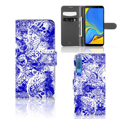 Telefoonhoesje met Naam Samsung Galaxy A7 (2018) Angel Skull Blauw Telefoonhoesje met Naam Samsung Galaxy A7 (2018) Angel Skull Blauw