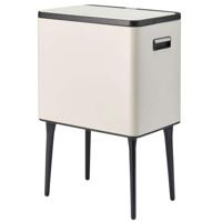 Excellent Houseware Afvalbak 35L Metaal/Crème/Zwart - thumbnail