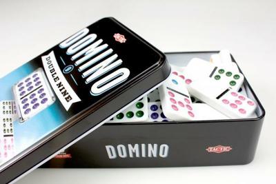 Selecta Tactic domino double nine spel in blik