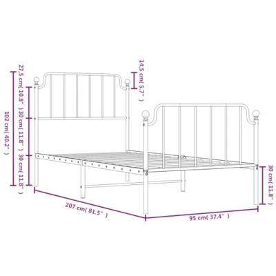 Bedframe met hoofd- en voeteneindemetaal wit 90x200 cm Bedframe met hoofd- en voeteneindemetaal wit 90x200 cm