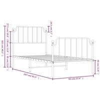 Bedframe met hoofd- en voeteneindemetaal wit 90x200 cm - thumbnail