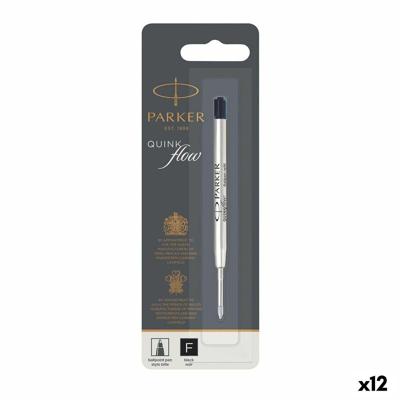 Navulling voor balpen Parker Quink Flow Zwart (12 Stuks)