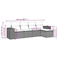 5-delige Loungeset met kussens poly rattan bruin - thumbnail