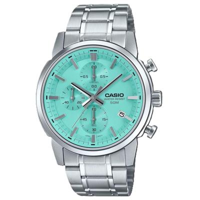 Casio CHRONO DATE SILVER AQUA Heren horloge