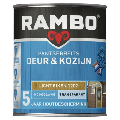 Rambo Pantserbeits Deur & Kozijn Transparant Hoogglans - Licht Eiken