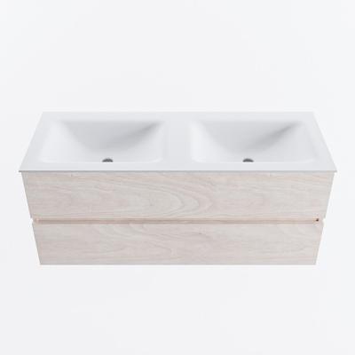 MONDIAZ VICA 120cm badmeubel onderkast Underlayment 2 lades. Wastafel CLOUD dubbel 2 kraangaten, kleur Talc.
