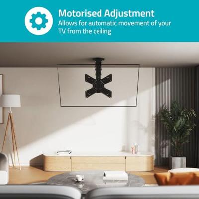 Gemotoriseerde TV-plafondbeugel | 23 - 65 " | Maximaal schermgewicht: 30 kg | Draaibaar | Kantelbaar | Minimale plafondafstand: 140 mm | Afstandbestuurbaar | Staal | Zwart