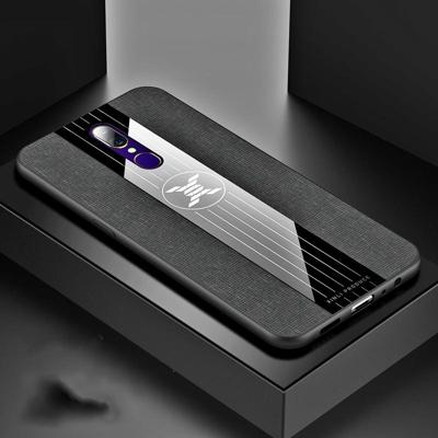 Voor OPPO A9 XINLI stiksels doek Textue schokbestendige TPU beschermhoes (zwart)