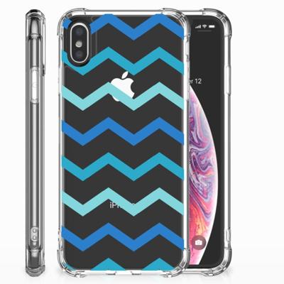 Apple iPhone X | Xs Doorzichtige Silicone Hoesje Zigzag Blauw Apple iPhone X | Xs Doorzichtige Silicone Hoesje Zigzag Blauw