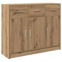 Dressoir 91x28x75 cm bewerkt hout artisanaal eikenkleur - thumbnail