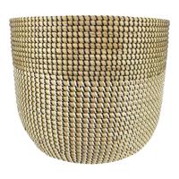 Bloempot Zeegras Zwart-Grijs-Naturel Large - thumbnail