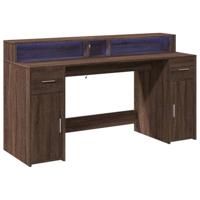 Bureau met LED-verlichting 160x55x91 cm hout bruin eikenkleurig - thumbnail